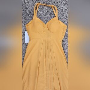 Zara Strapless Dress in Mustard Yellow